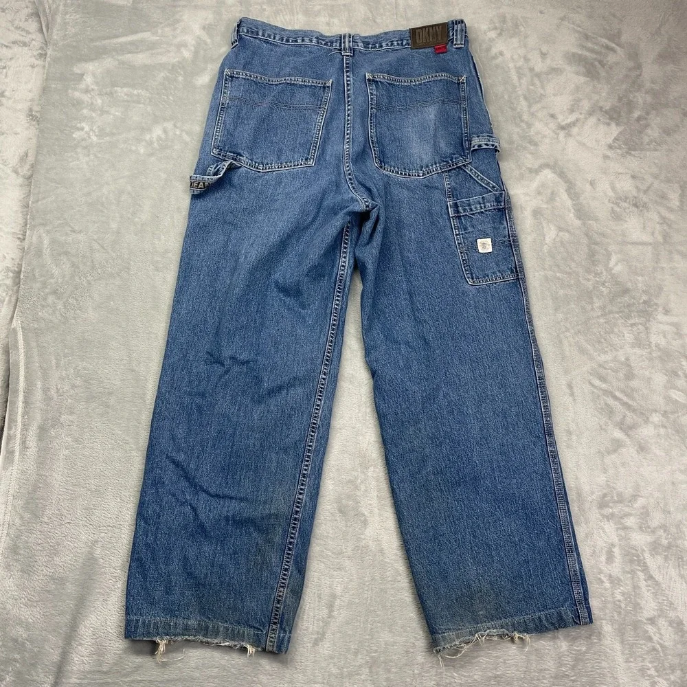DKNY Jeans Mens 34/32 Blue‎ Denim Workwear Straight Leg Loose Carpenter Outdoor